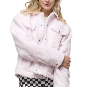 Vans Boxy Sherpa Light Pink Jacket Women Medium New Barbiecore